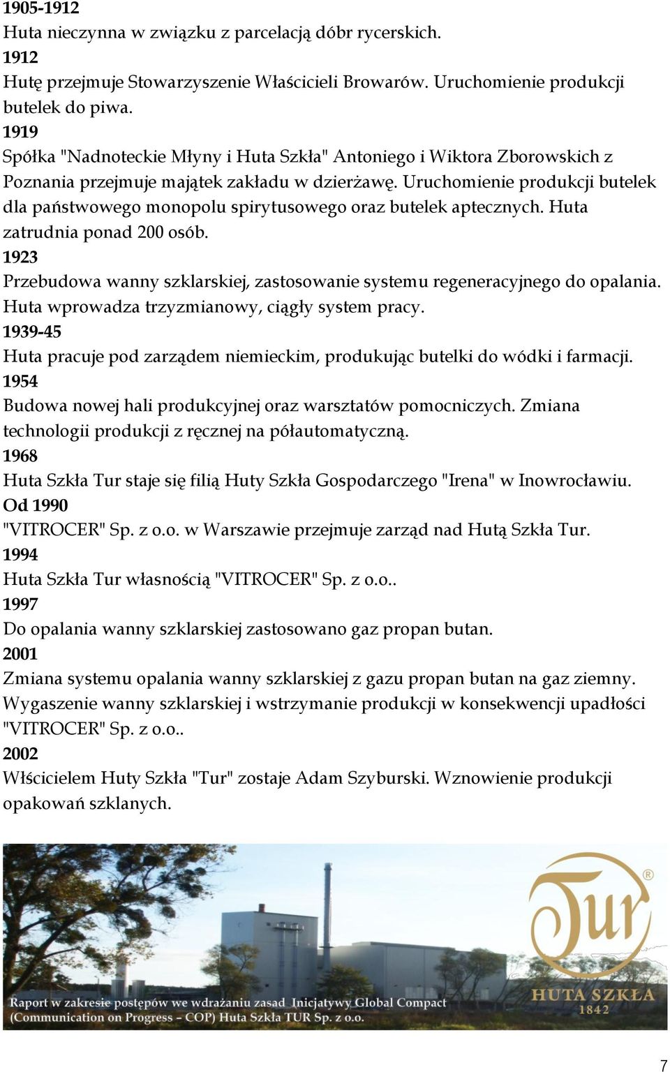 Uruchomienie produkcji butelek dla państwowego monopolu spirytusowego oraz butelek aptecznych. Huta zatrudnia ponad 200 osób.