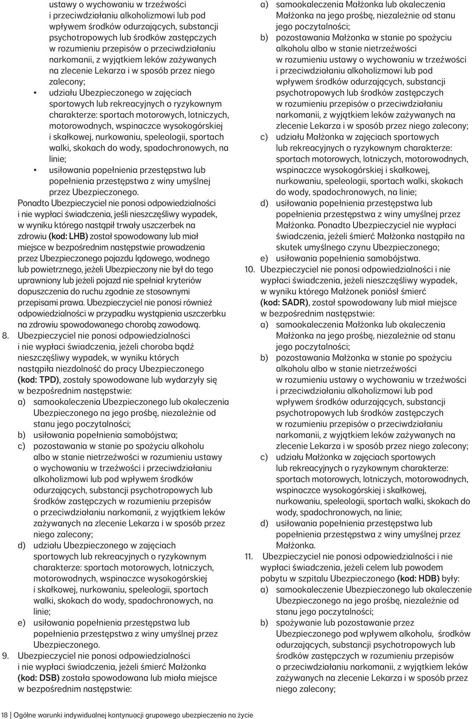 motorowych, lotniczych, motorowodnych, wspinaczce wysokogórskiej i skałkowej, nurkowaniu, speleologii, sportach walki, skokach do wody, spadochronowych, na linie; usiłowania popełnienia przestępstwa