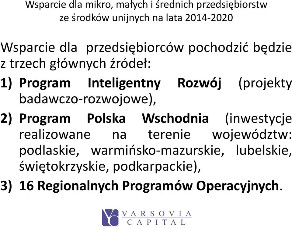 Wschodnia (inwestycje realizowane na terenie województw: podlaskie,
