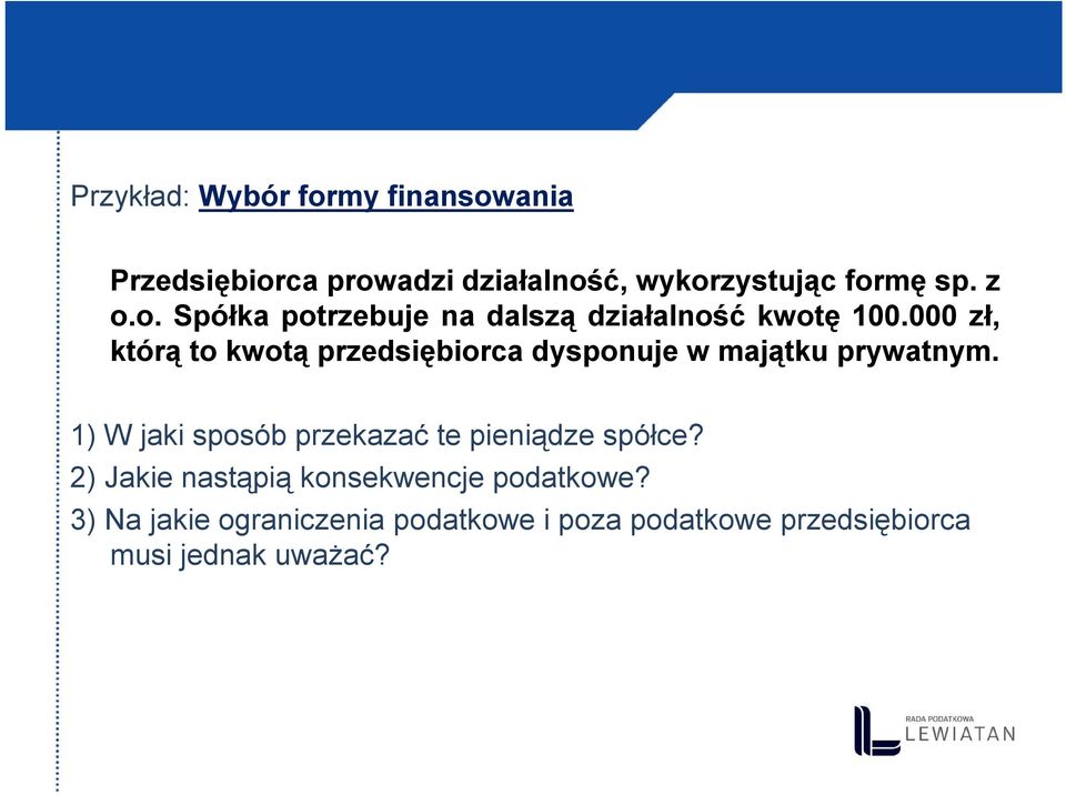 000 zł, którą to kwotą przedsiębiorca dysponuje w majątku prywatnym.
