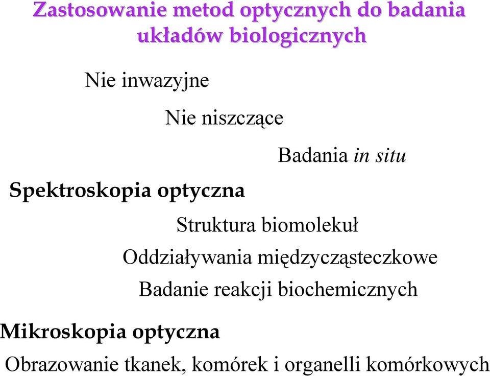 biomolekuł Oddziaływania międzycząsteczkowe Badanie reakcji