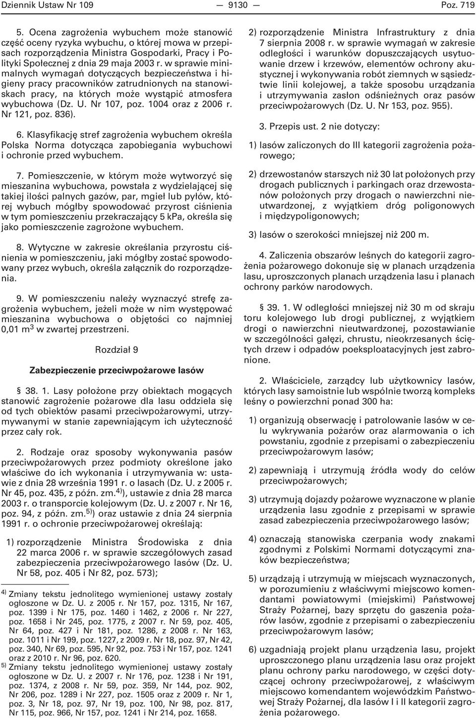 w sprawie minimalnych wymagań dotyczących bezpieczeństwa i higieny pracy pracowników zatrudnionych na stanowiskach pracy, na których może wystąpić atmosfera wybuchowa (Dz. U. Nr 107, poz.