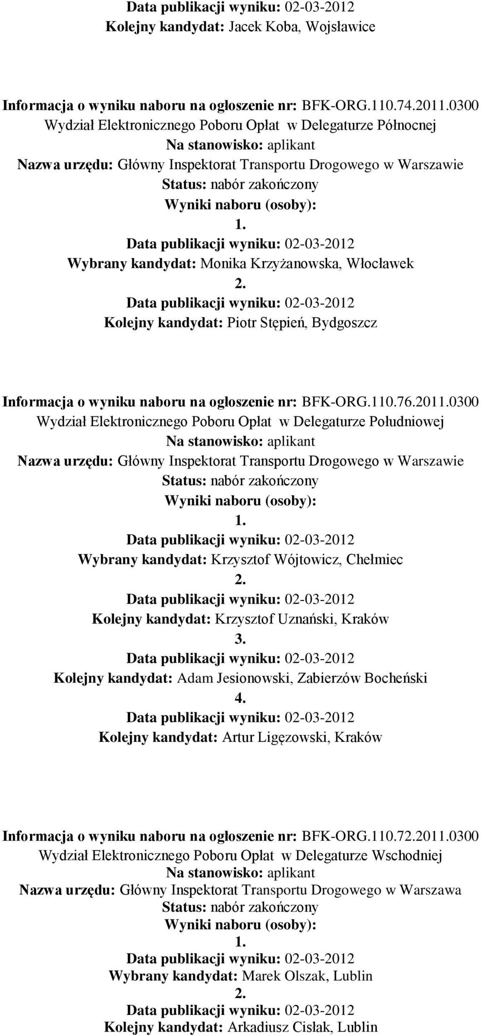 ogłoszenie nr: BFK-ORG.110.76.