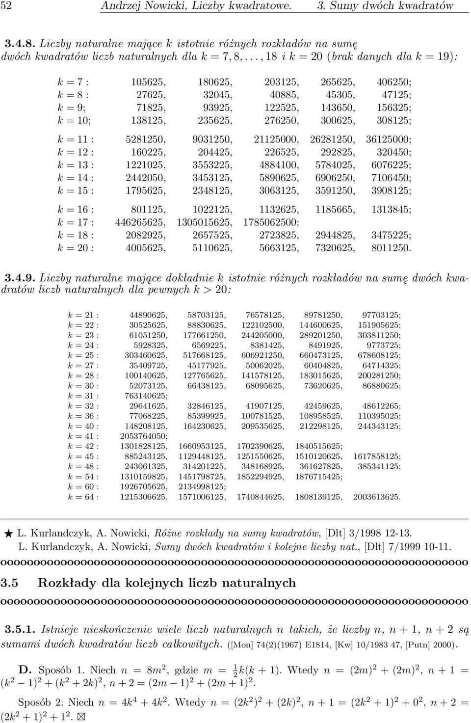 235625, 276250, 300625, 308125; k = 11 : 5281250, 9031250, 21125000, 26281250, 36125000; k = 12 : 160225, 204425, 226525, 292825, 320450; k = 13 : 1221025, 3553225, 4884100, 5784025, 6076225; k = 14