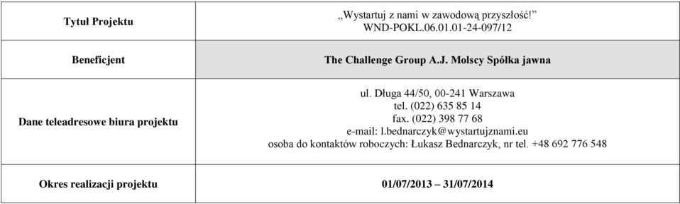 Długa 44/50, 00-241 Warszawa tel. (022) 635 85 14 fax. (022) 398 77 68 e-mail: l.