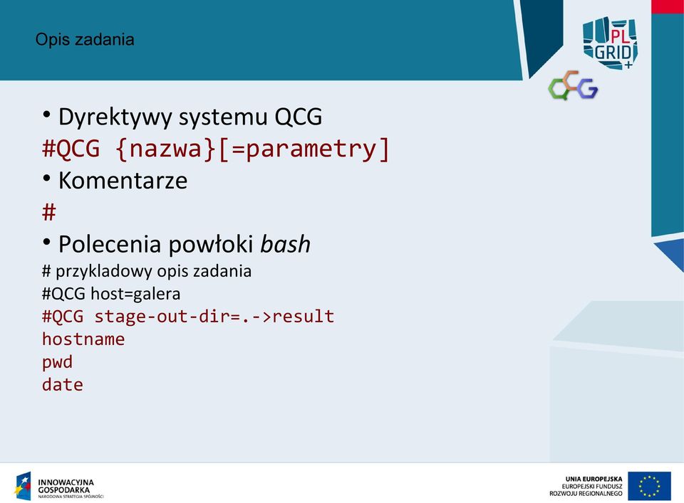 powłoki bash # przykladowy opis zadania #QCG