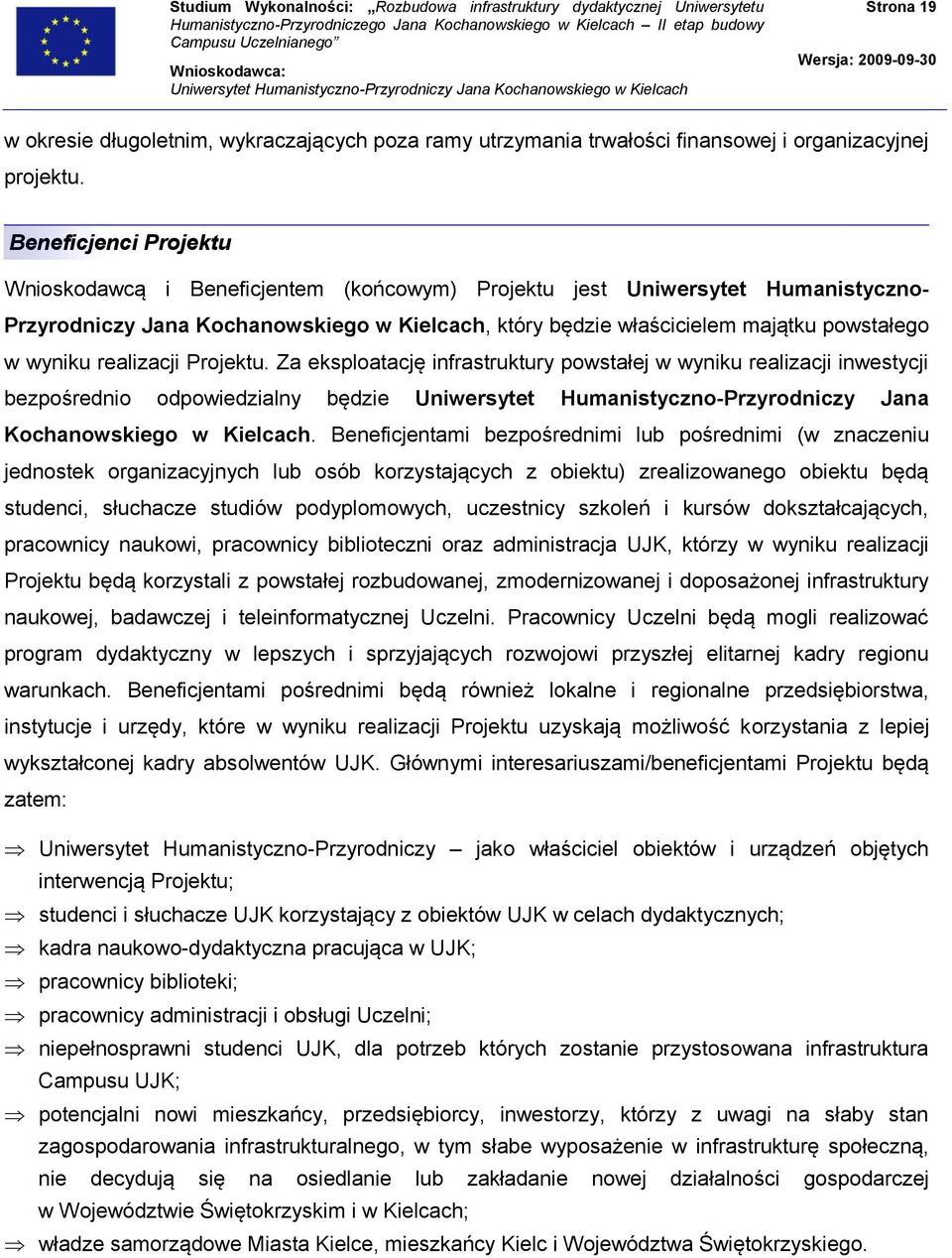 wyniku realizacji Projektu.