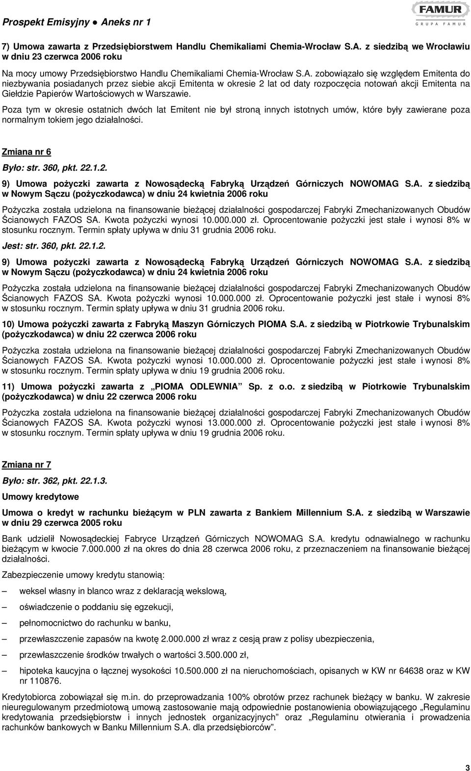 zobowiązało się względem Emitenta do niezbywania posiadanych przez siebie akcji Emitenta w okresie 2 lat od daty rozpoczęcia notowań akcji Emitenta na Giełdzie Papierów Wartościowych w Warszawie.