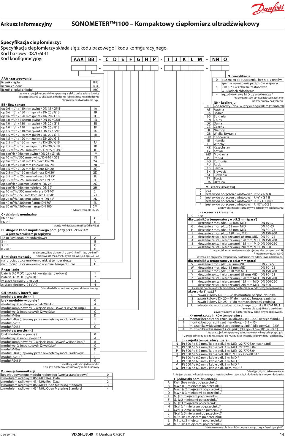 temperatury z elektroniką zalaną żywicą do zastosowania w układach chłodzenia lub ogrzewania/chłodzenia 2 licznik bez zatwierdzenia typu BB - flow sensor qp 0.6 m³/h / 0 mm gwint / 5 / G¾B A qp 0.