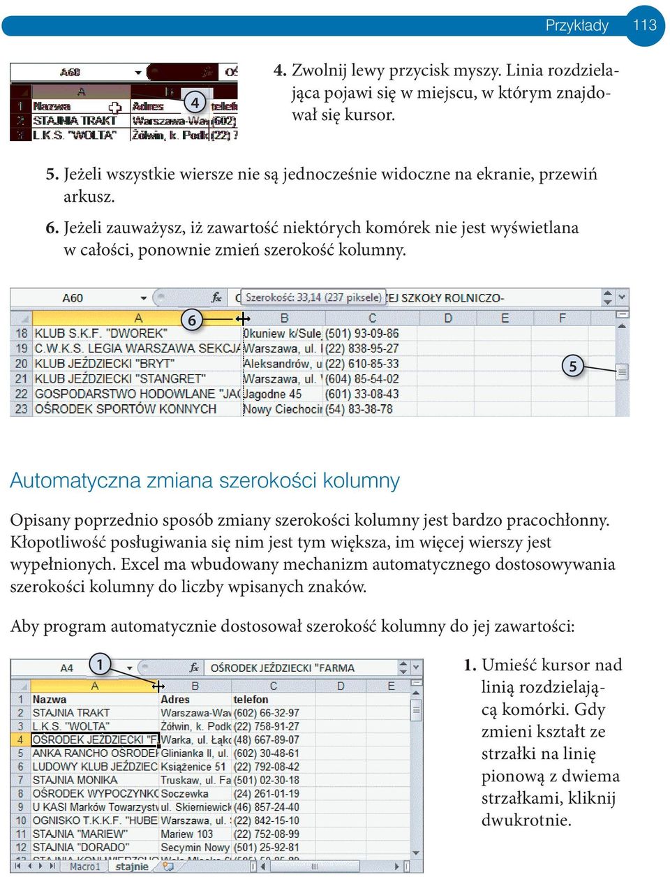 6 5 Automatyczna zmiana szerokości kolumny Opisany poprzednio sposób zmiany szerokości kolumny jest bardzo pracochłonny.