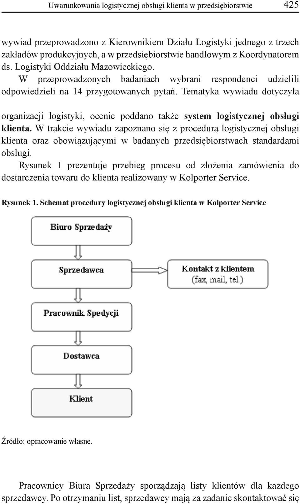 Tematyka wywiadu dotyczyła organizacji logistyki, ocenie poddano także system logistycznej obsługi klienta.
