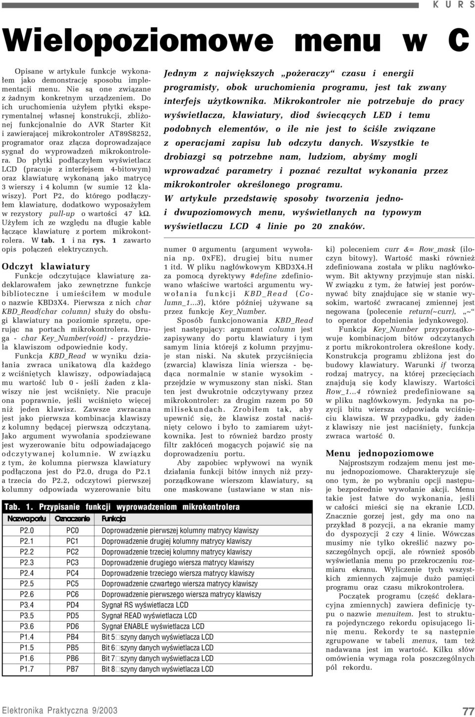 sygna³ do wyprowadzeò mikrokontrolera. Do p³ytki pod³¹czy³em wyúwietlacz LCD (pracuje z interfejsem 4-bitowym) oraz klawiaturí wykonan¹ jako matrycí 3 wierszy i 4 kolumn (w sumie 12 klawiszy).