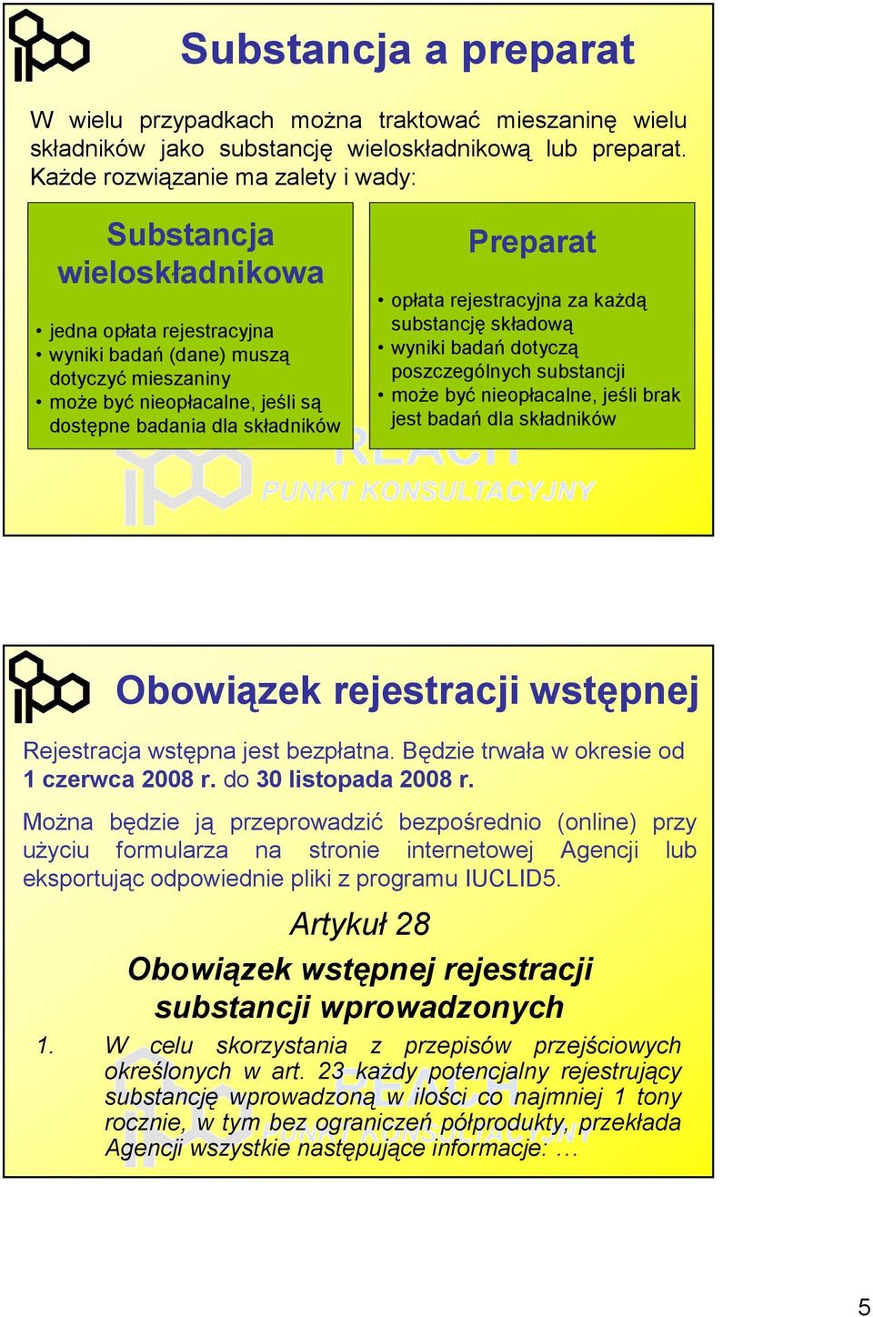 składników Preparat opłata rejestracyjna za każdą substancję składową wyniki badań dotyczą poszczególnych substancji może być nieopłacalne, jeśli brak jest badań dla składników Obowiązek rejestracji