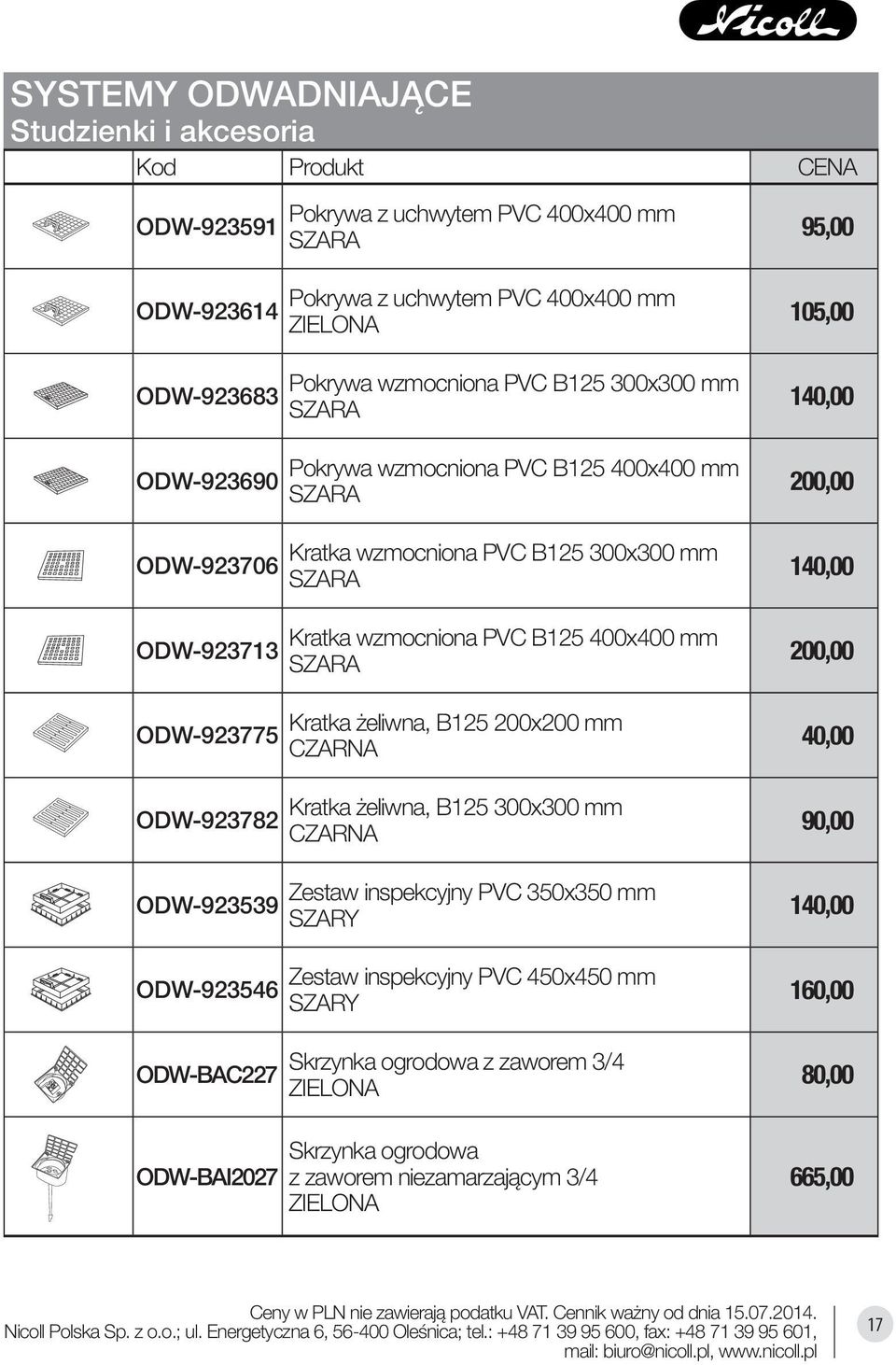 wzmocniona PVC B125 400x400 mm Kratka żeliwna, B125 200x200 mm CZARNA Kratka żeliwna, B125 300x300 mm CZARNA Zestaw inspekcyjny PVC 350x350 mm SZARY Zestaw inspekcyjny PVC