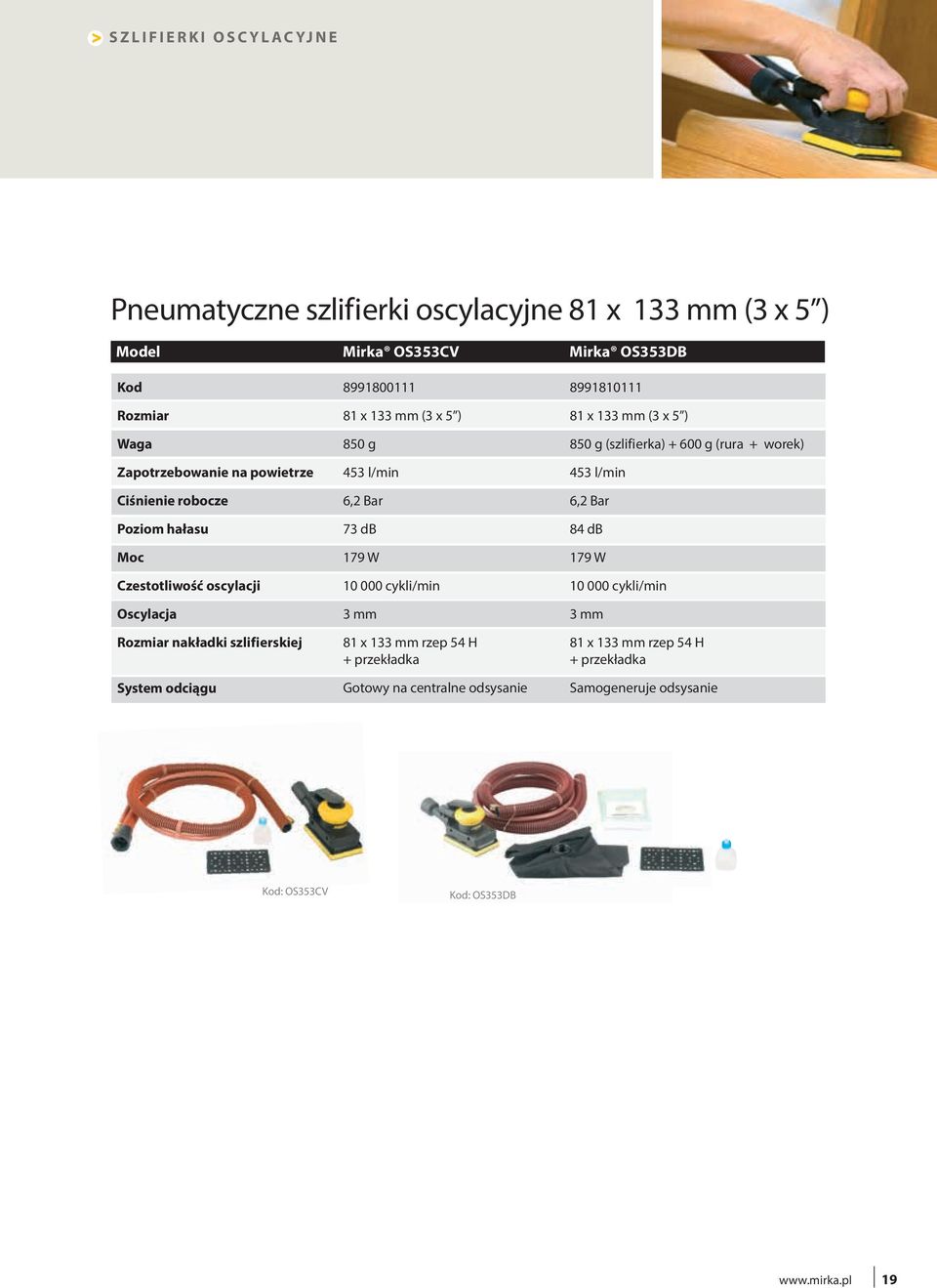 5 ) 850 g 850 g (szlifierka) + 600 g (rura + worek) 453 l/min 453 l/min 6,2 Bar 6,2 Bar 73 db 84 db 179 W 179 W 10 000 cykli/min 10 000 cykli/min 3 mm 3 mm 81 x