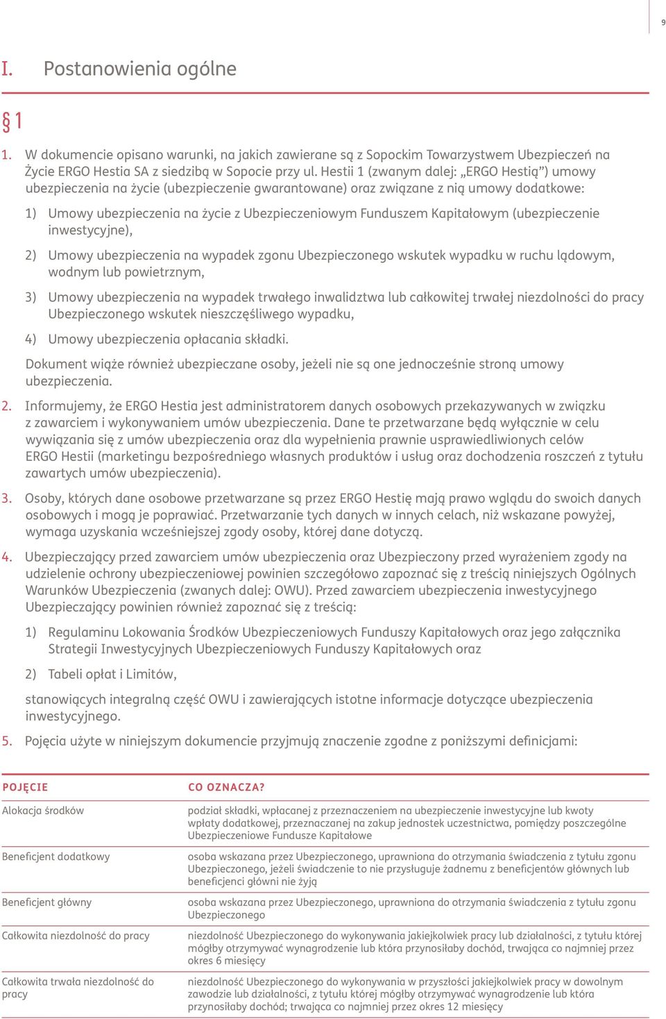 Kapitałowym (ubezpieczenie inwestycyjne), 2) Umowy ubezpieczenia na wypadek zgonu Ubezpieczonego wskutek wypadku w ruchu lądowym, wodnym lub powietrznym, 3) Umowy ubezpieczenia na wypadek trwałego