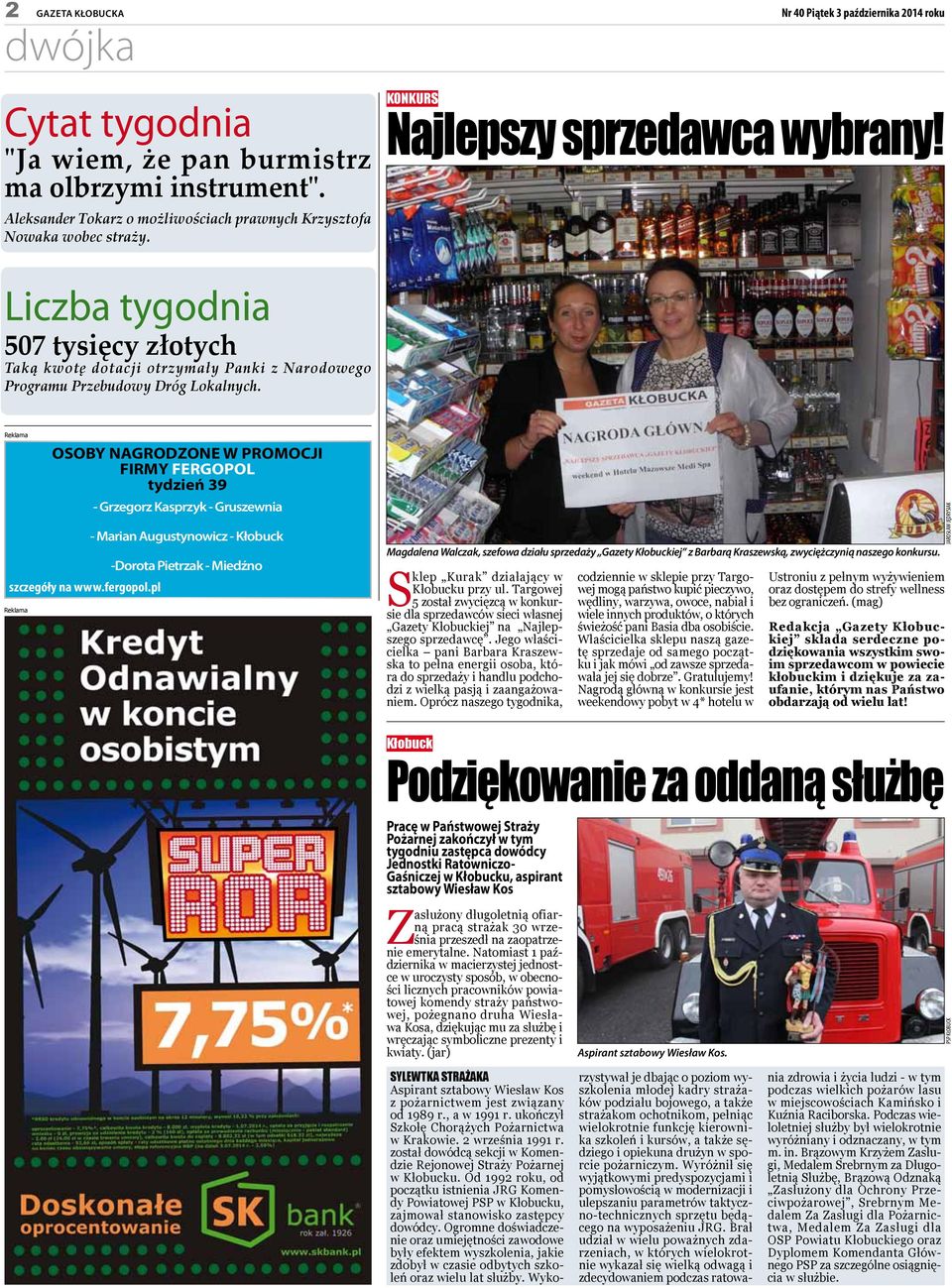 OSOBY NAGRODZONE W PROMOCJI FIRMY FERGOPOL tydień 39 scegóły na www.fergopol.
