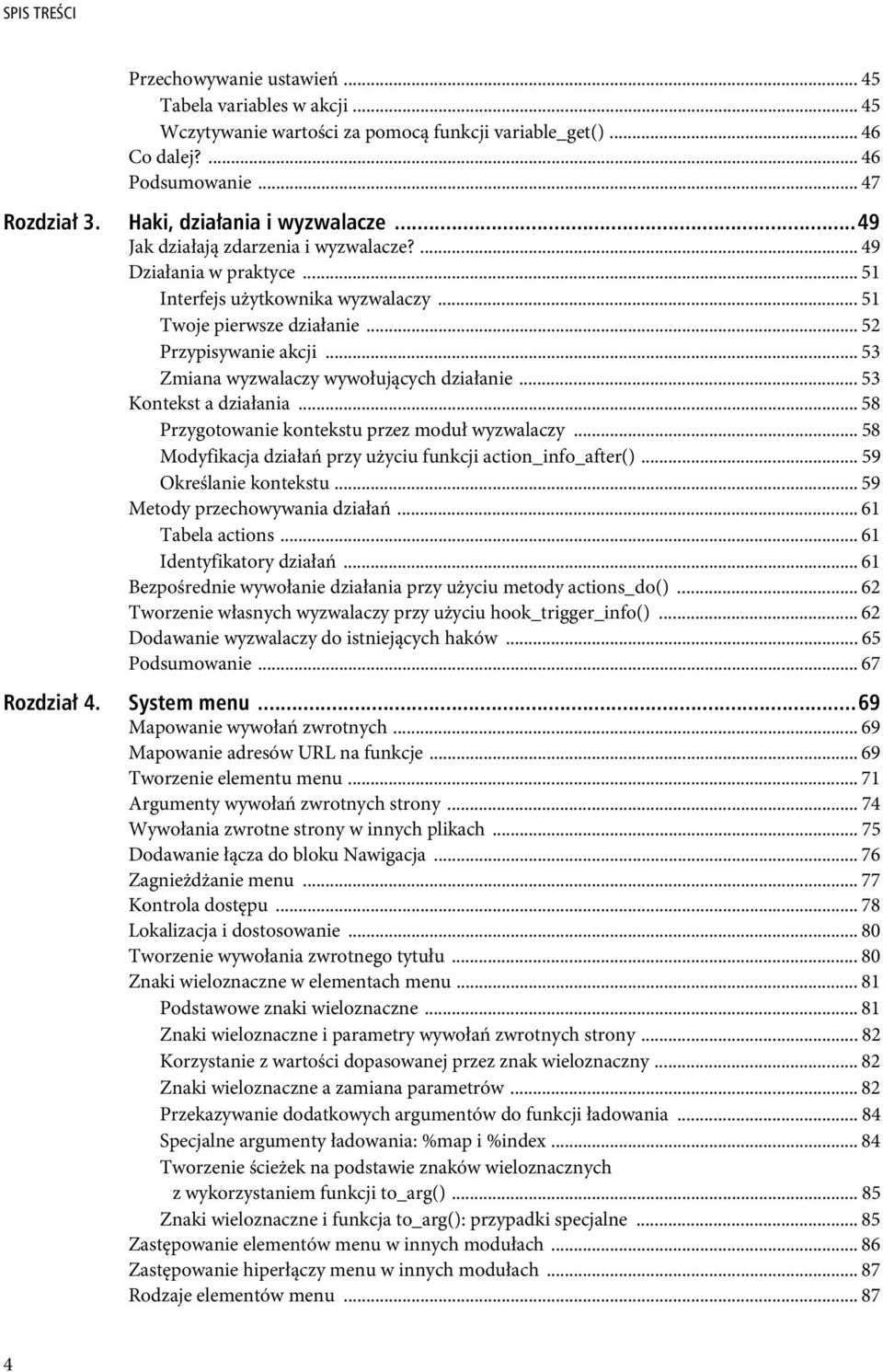 .. 53 Zmiana wyzwalaczy wywołujących działanie... 53 Kontekst a działania... 58 Przygotowanie kontekstu przez moduł wyzwalaczy... 58 Modyfikacja działań przy użyciu funkcji action_info_after().