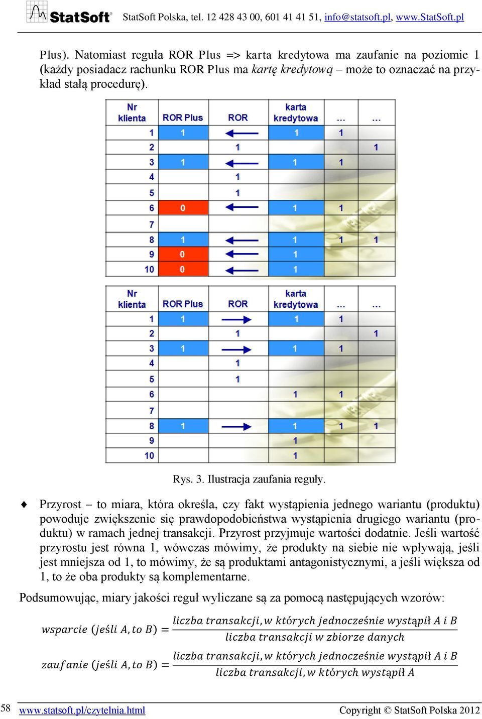 Przyrost to miara, która określa, czy fakt wystąpienia jednego wariantu (produktu) powoduje zwiększenie się prawdopodobieństwa wystąpienia drugiego wariantu (produktu) w ramach jednej transakcji.