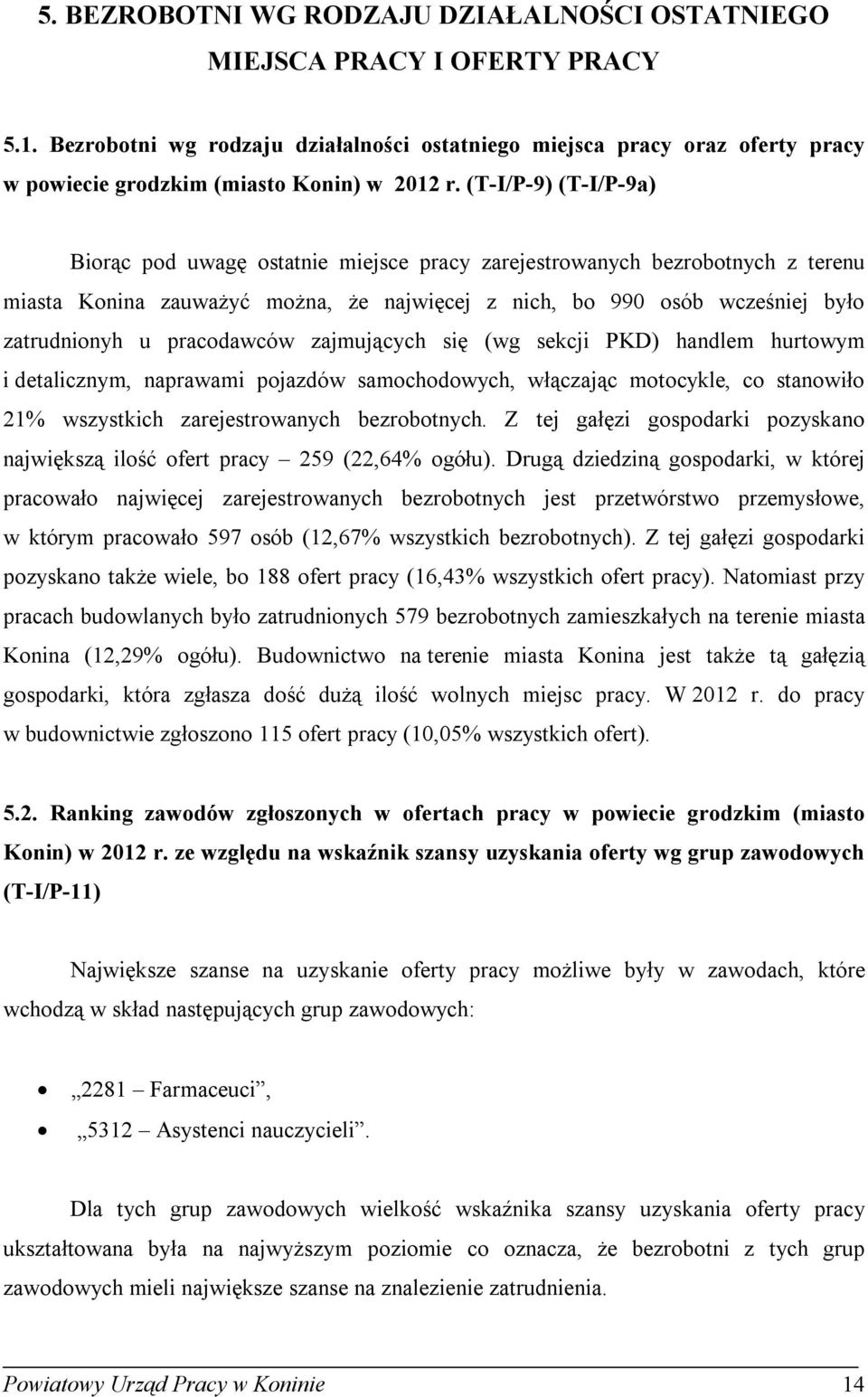 pracodawców zajmujących się (wg secji PKD) handlem hurtowym i detalicznym, naprawami pojazdów samochodowych, włączając motocyle, co stanowiło 21% wszystich zarejestrowanych bezrobotnych.