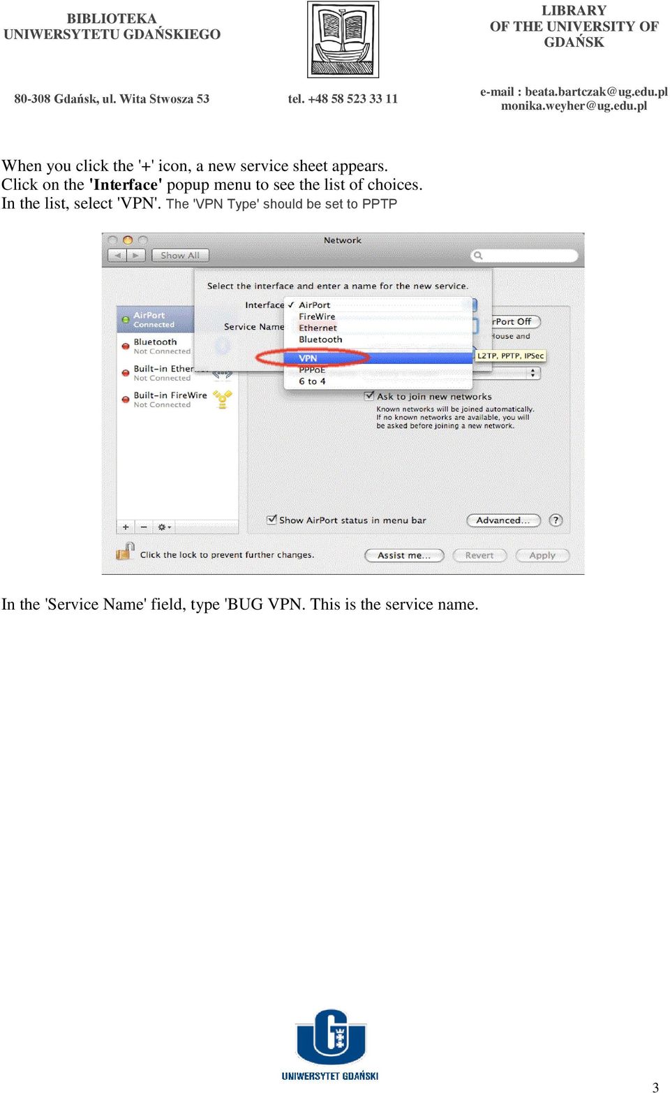 Click on the 'Interface' popup menu to see the list of choices.