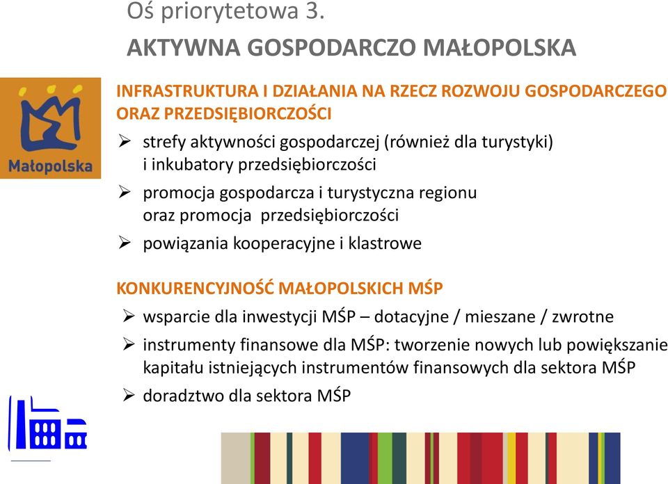 (również dla turystyki) i inkubatory przedsiębiorczości promocja gospodarcza i turystyczna regionu oraz promocja przedsiębiorczości powiązania