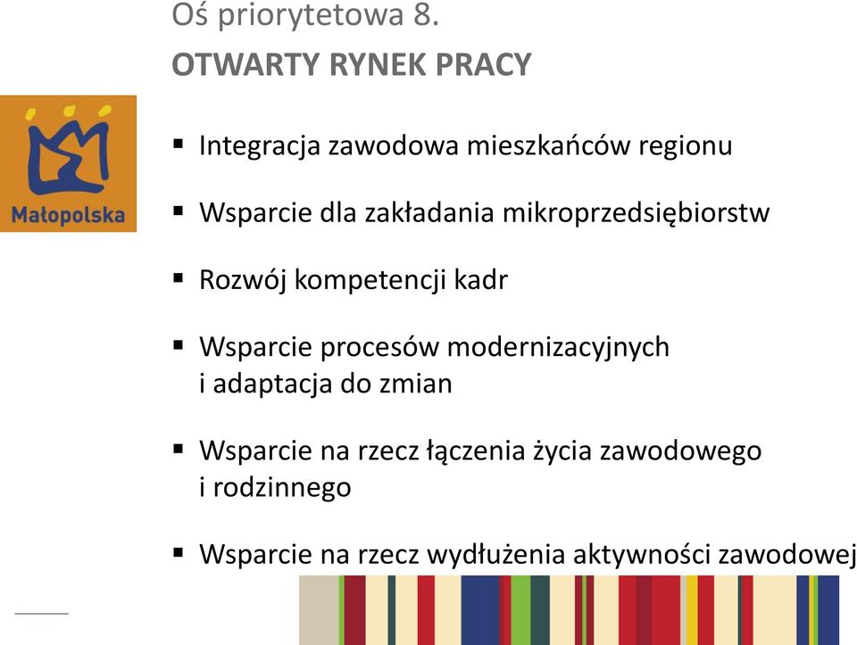 zakładania mikroprzedsiębiorstw Rozwój kompetencji kadr Wsparcie procesów