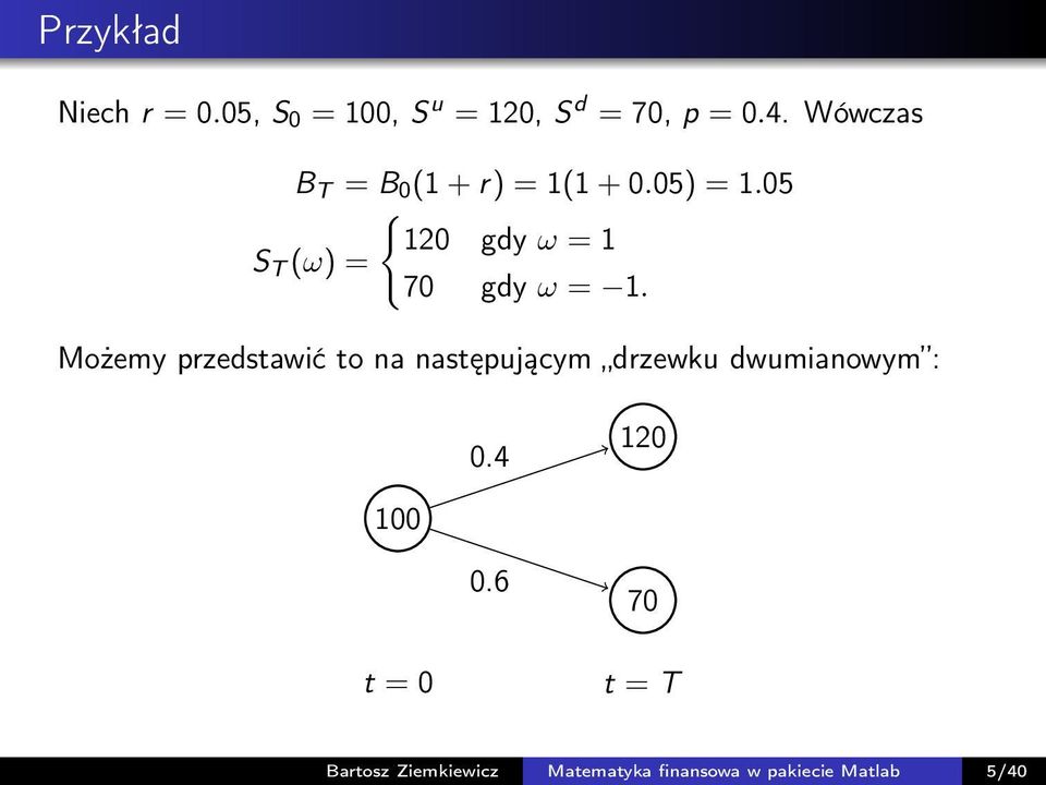 05 { 120 gdy ω = 1 S T (ω) = 70 gdy ω = 1.