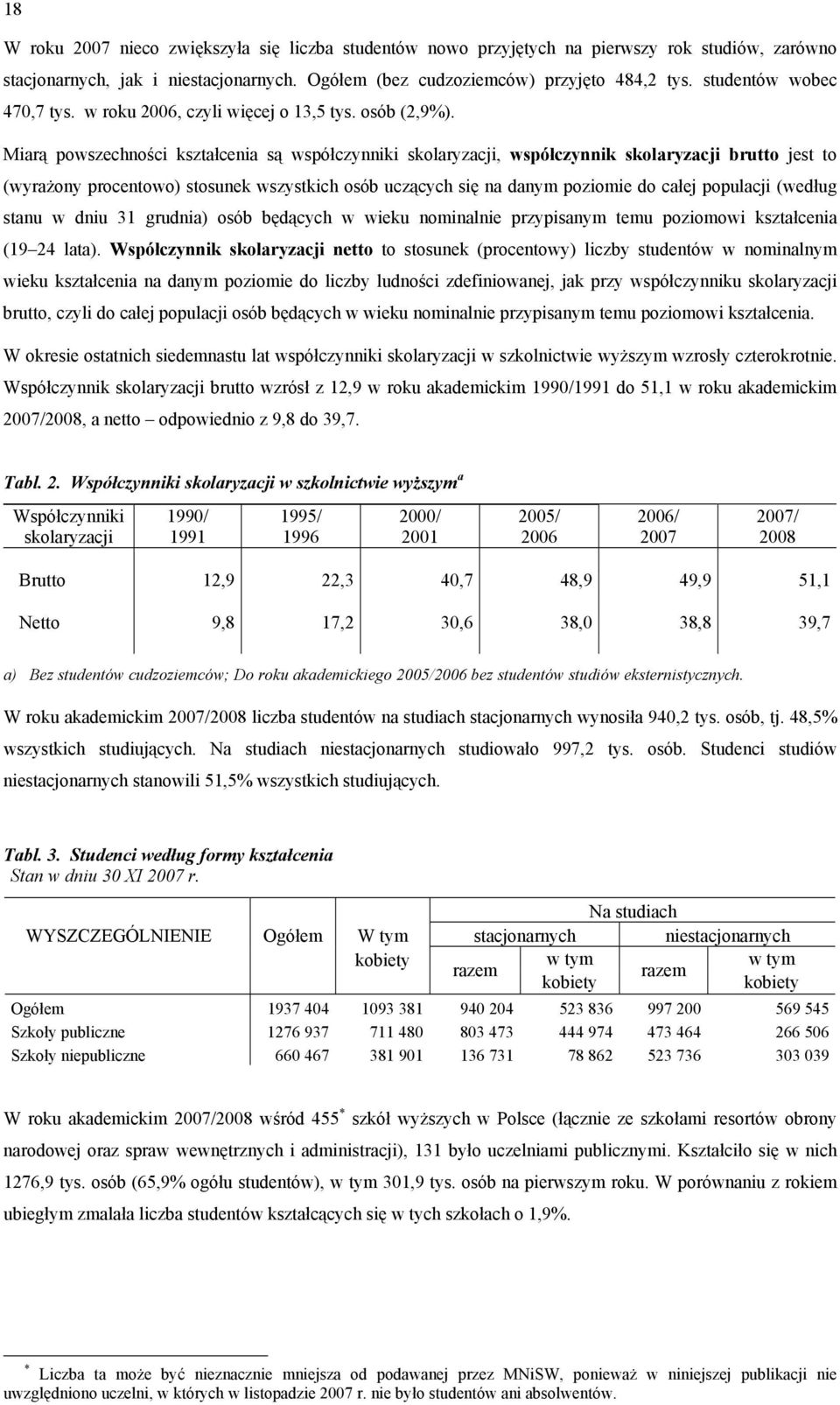 Miarą powszechności kształcenia są współczynniki skolaryzacji, współczynnik skolaryzacji brutto jest to (wyrażony procentowo) stosunek wszystkich osób uczących się na danym poziomie do całej