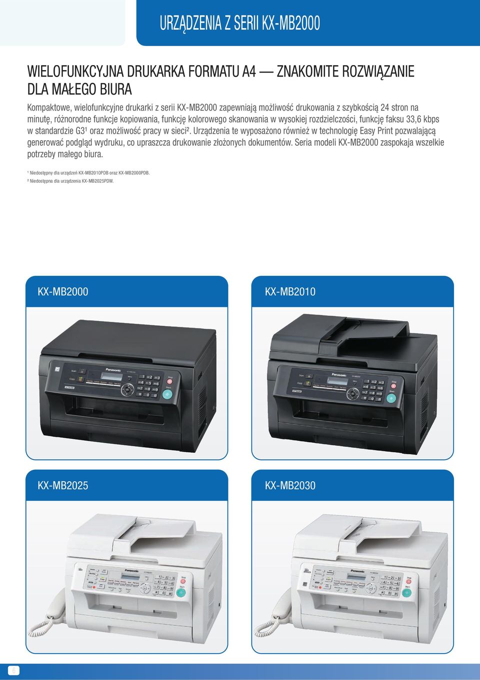możliwość pracy w sieci². Urządzenia te wyposażono również w technologię Easy Print pozwalającą generować podgląd wydruku, co upraszcza drukowanie złożonych dokumentów.