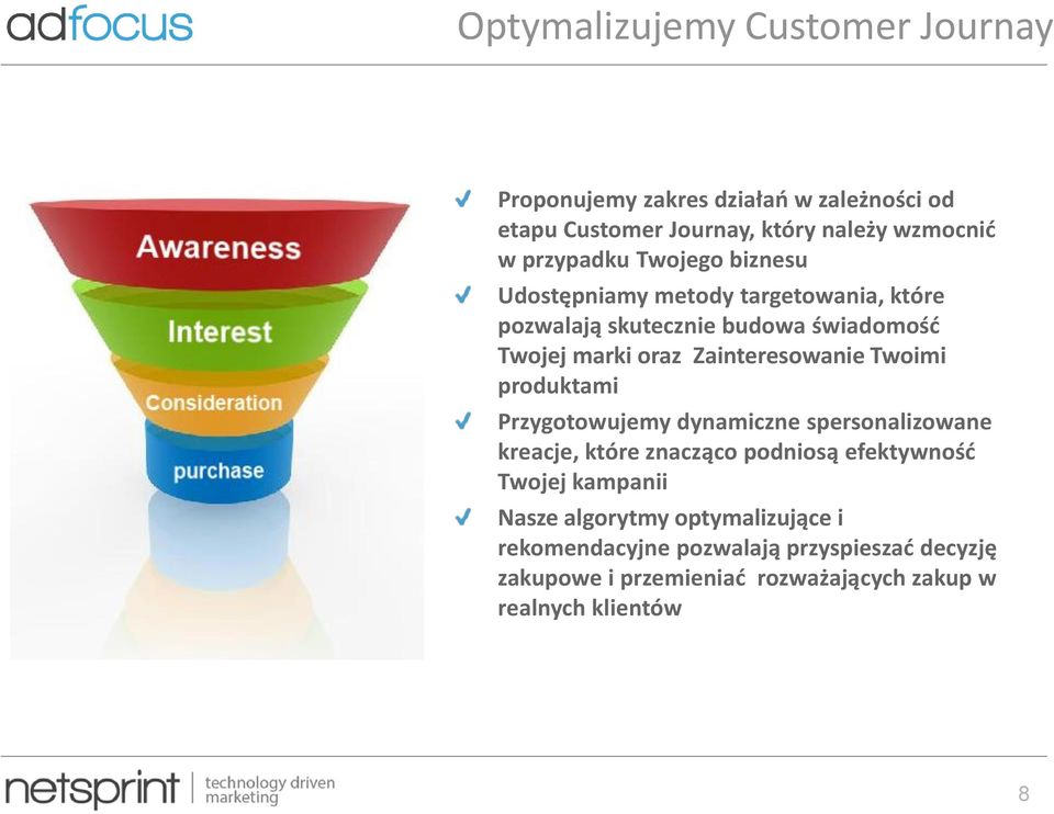 Zainteresowanie Twoimi produktami Przygotowujemy dynamiczne spersonalizowane kreacje, które znacząco podniosą efektywność Twojej