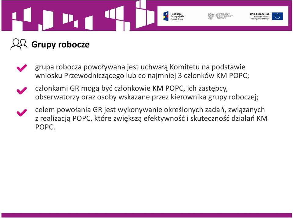 obserwatorzy oraz osoby wskazane przez kierownika grupy roboczej; celem powołania GR jest