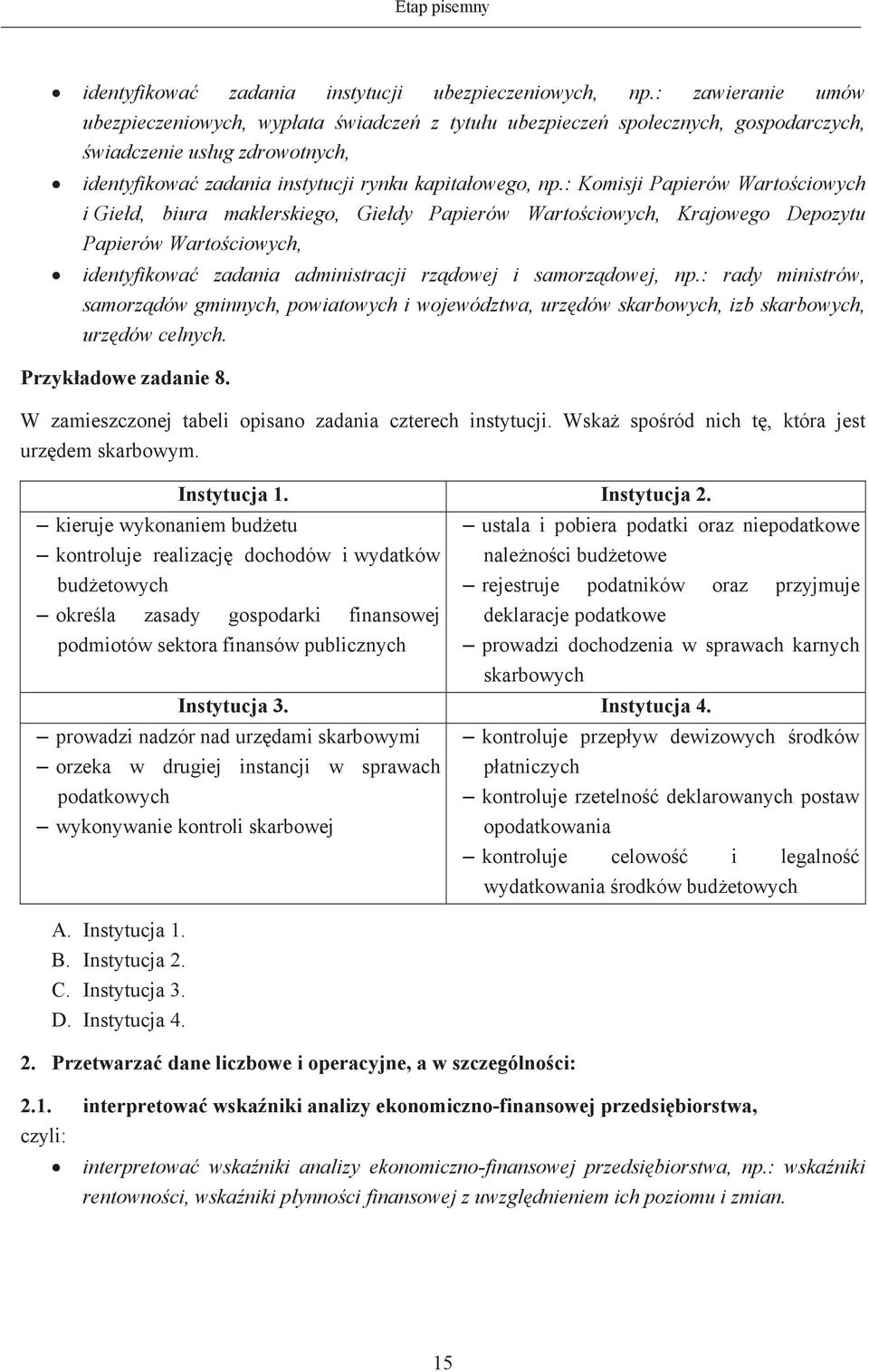 : Komisji Papierów Wartociowych i Gied, biura maklerskiego, Giedy Papierów Wartociowych, Krajowego Depozytu Papierów Wartociowych, identyfikowa zadania administracji rzdowej i samorzdowej, np.