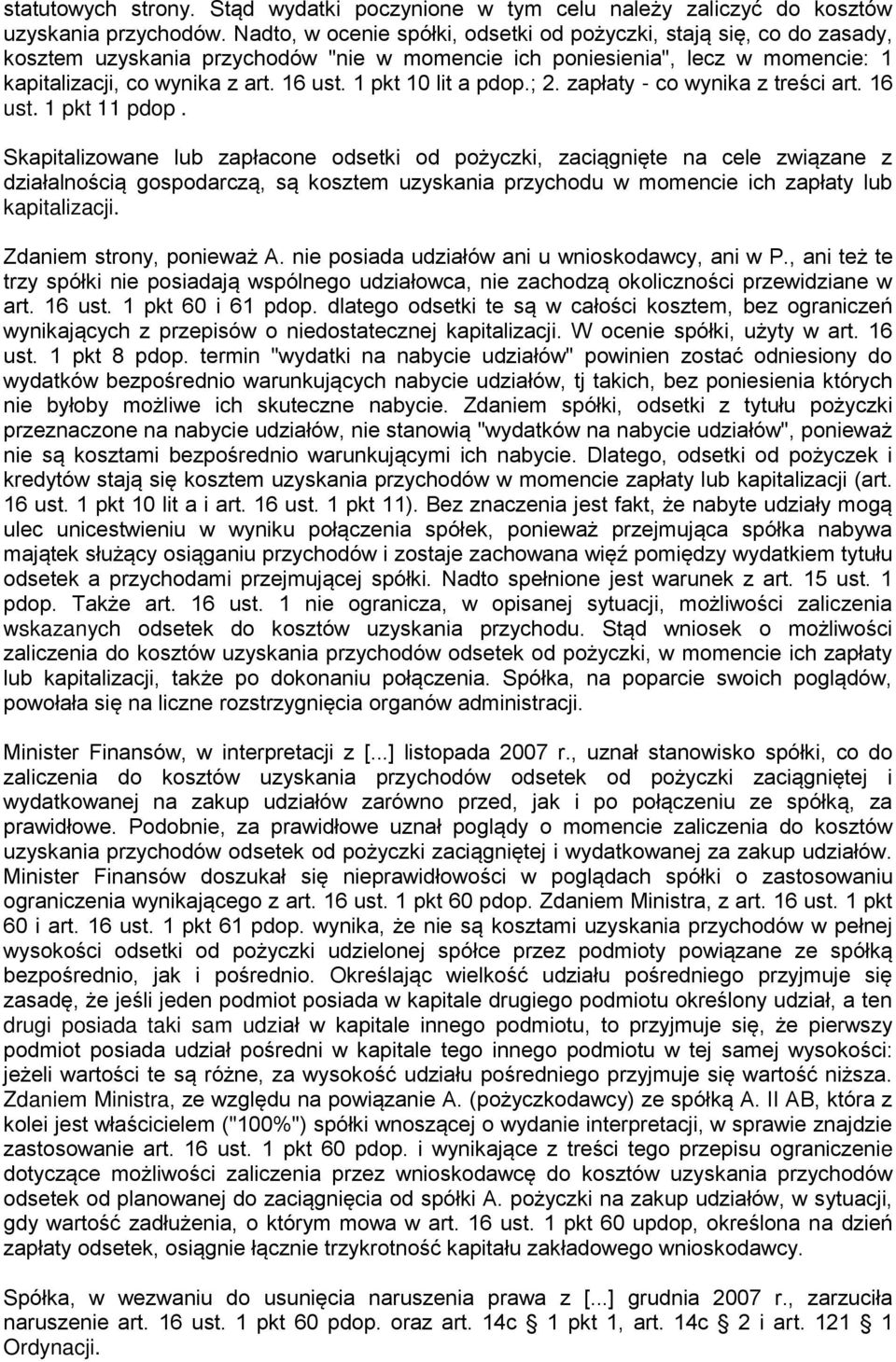 1 pkt 10 lit a pdop.; 2. zapłaty - co wynika z treści art. 16 ust. 1 pkt 11 pdop.