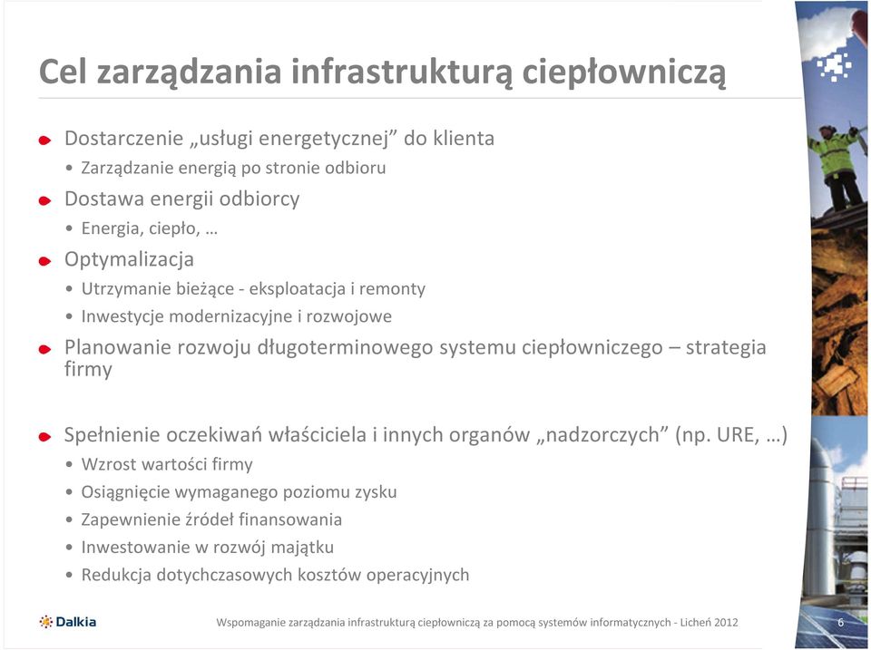 długoterminowego systemu ciepłowniczego strategia firmy Spełnienie oczekiwań właściciela i innych organów nadzorczych (np.