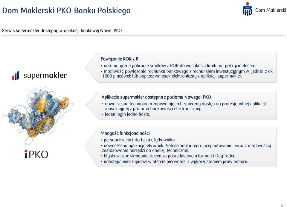 Aplikacja supermakler dostępna z poziomu Nowego ipko nowoczesna technologia zapewniająca bezpieczny dostęp do profesjonalnej aplikacji transakcyjnej z poziomu bankowości elektronicznej.