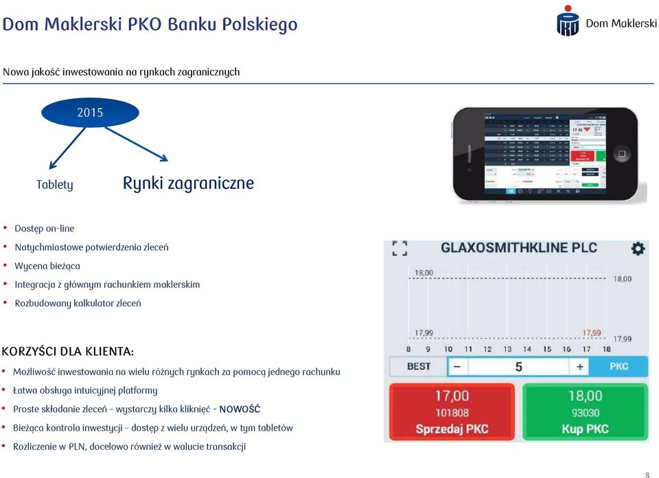 na wielu różnych rynkach za pomocą jednego rachunku Łatwa obsługa intuicyjnej platformy Proste składanie zleceń wystarczy kilka