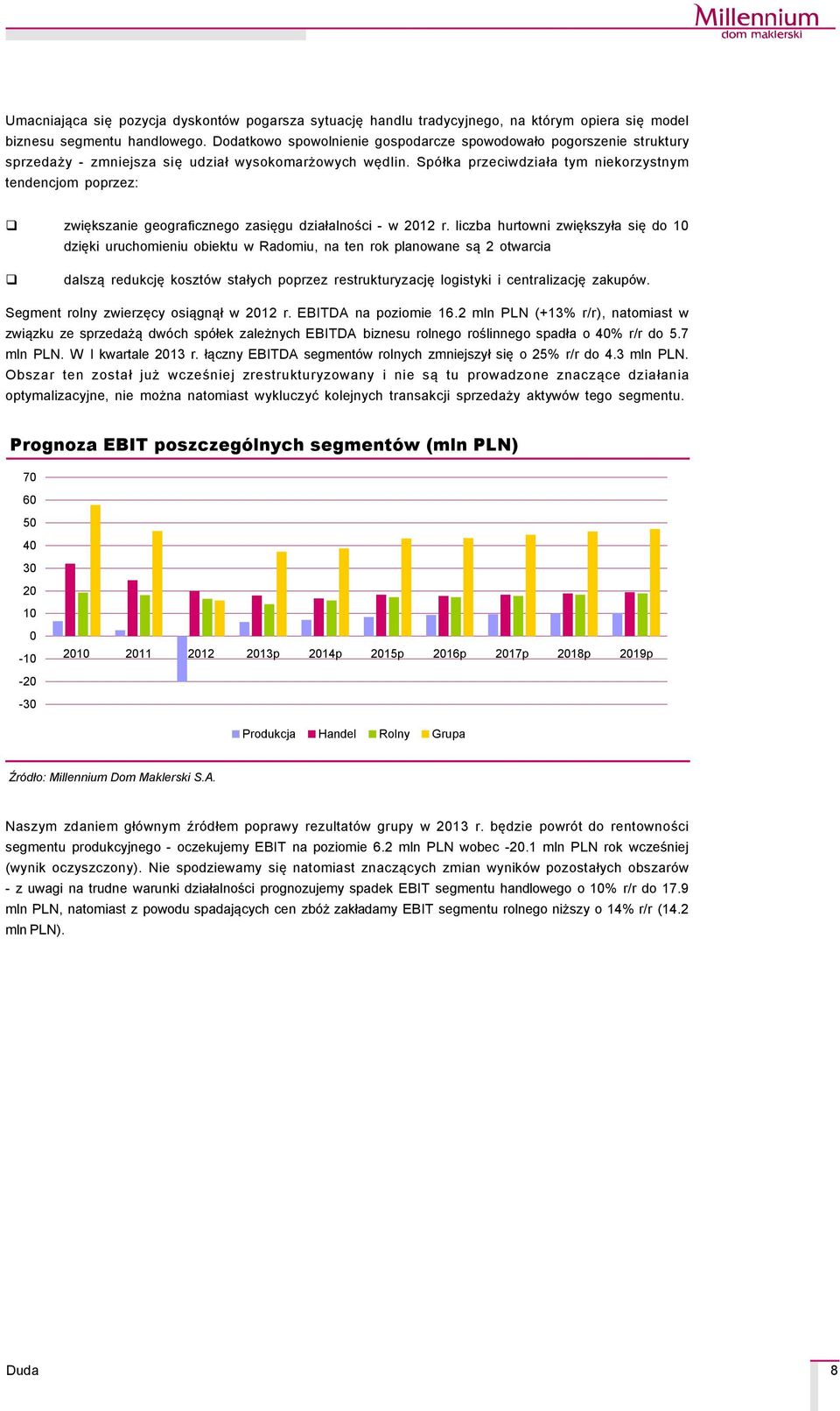 SpÇłka przeciwdziała tym niekorzystnym tendencjom poprzez: zwiększanie geograficznego zasięgu działalności - w 212 r.
