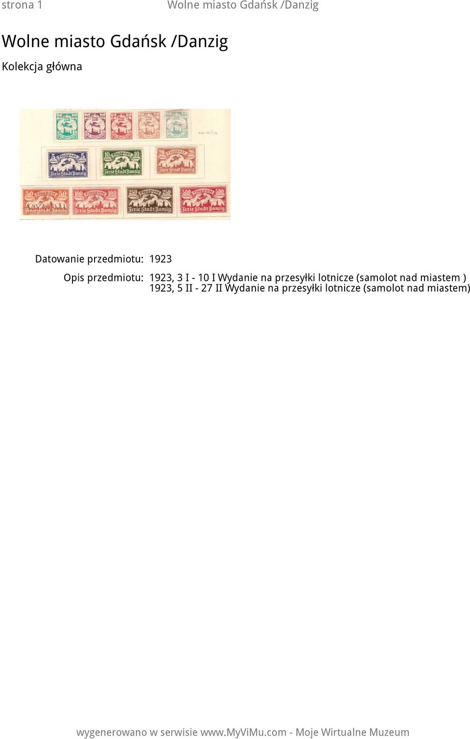 lotnicze (samolot nad miastem ) 1923, 5 II -