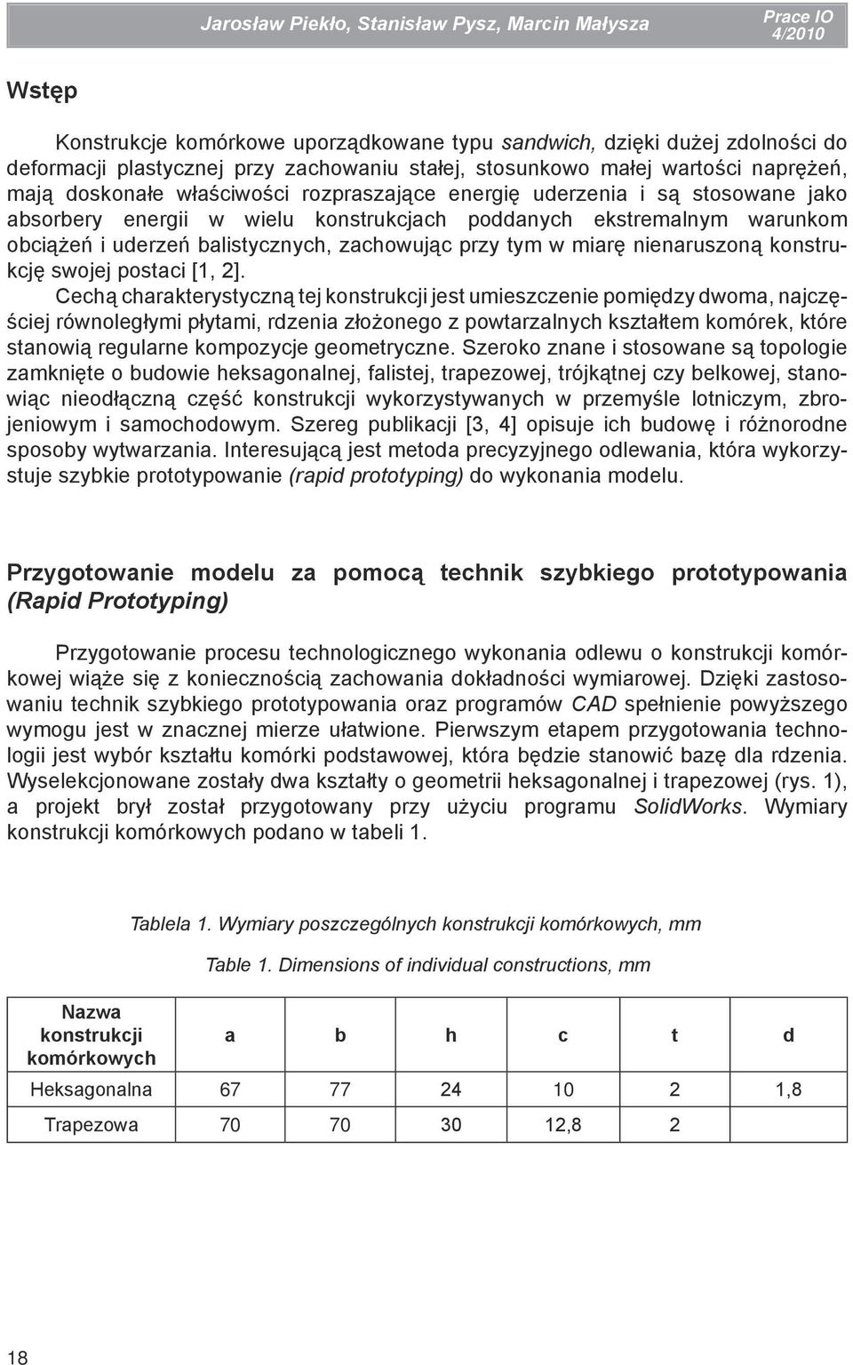 balistycznych, zachowując przy tym w miarę nienaruszoną konstrukcję swojej postaci [1, 2].