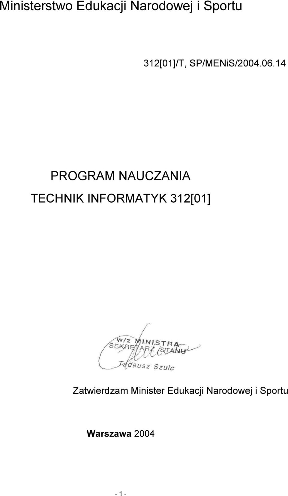 14 PROGRAM NAUCZANIA TECHNIK INFORMATYK