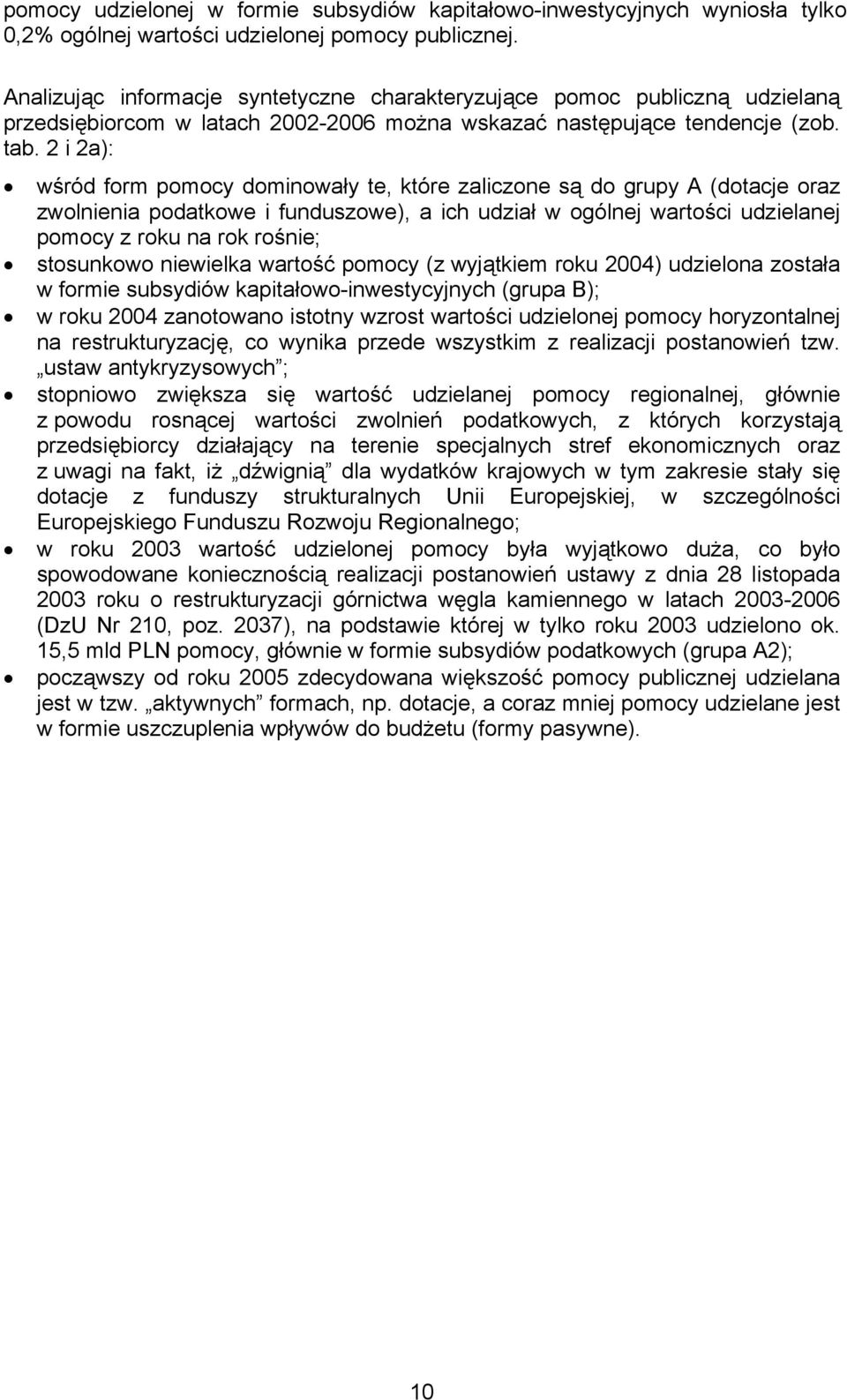 2 i 2a): wśród form dominowały te, które zaliczone są do grupy A (dotacje oraz zwolnienia podatkowe i funduszowe), a ich udział w ogólnej wartości udzielanej z roku na rok rośnie; stosunkowo