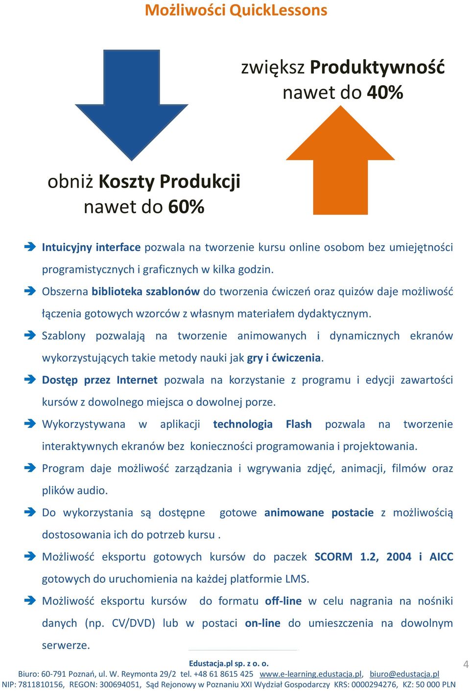 Szablony pozwalają na tworzenie animowanych i dynamicznych ekranów wykorzystujących takie metody nauki jak gry i ćwiczenia.