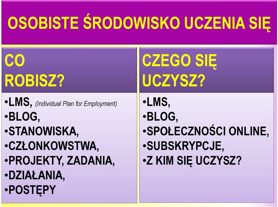 CZŁONKOWSTWA, PROJEKTY, ZADANIA, DZIAŁANIA, POSTĘPY CZEGO