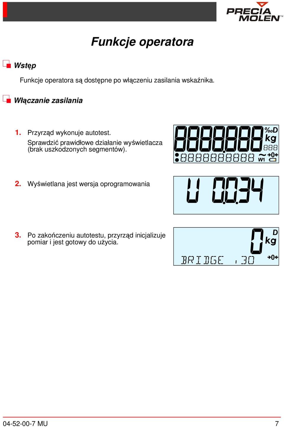 Sprawdzić prawidłowe działanie wyświetlacza (bra uszodzonych segmentów). 8888.888888. iz.