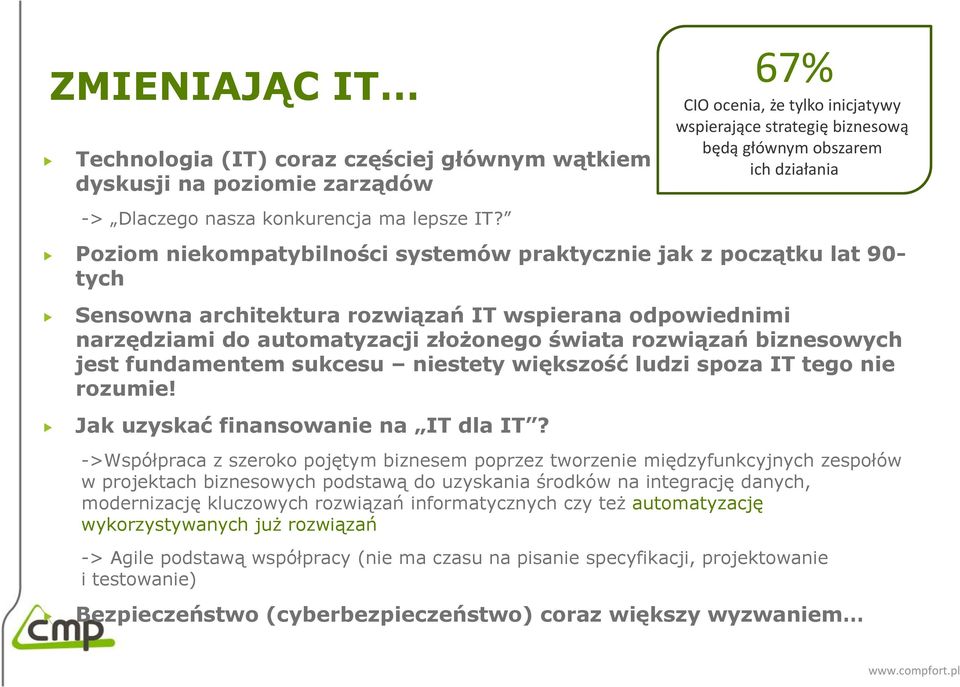 biznesowych jest fundamentem sukcesu niestety większość ludzi spoza IT tego nie rozumie! Jak uzyskać finansowanie na IT dla IT?