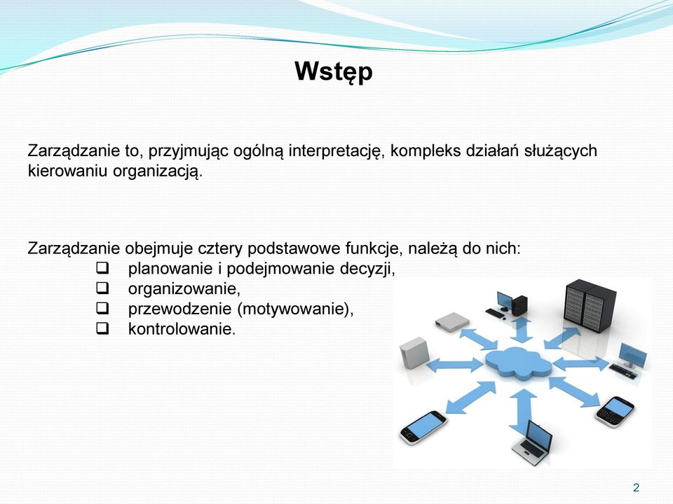 Zarządzanie obejmuje cztery podstawowe funkcje, należą do nich: