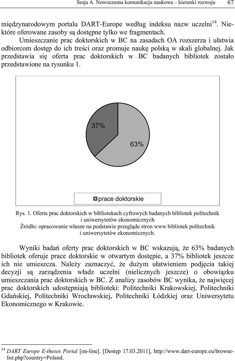 Jak przedstawia si oferta prac doktorskich w BC badanych bibliotek zosta o przedstawione na rysunku 1.