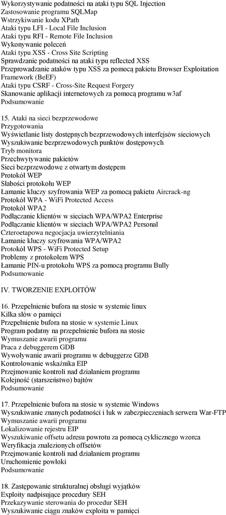 CSRF - Cross-Site Request Forgery Skanowanie aplikacji internetowych za pomocą programu w3af 15.
