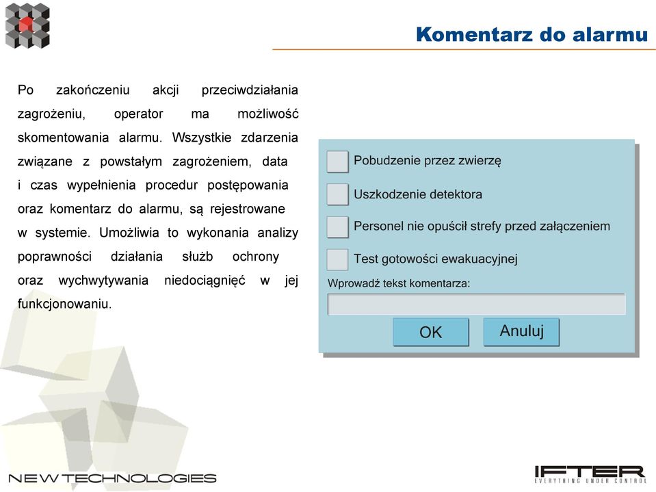 Wszystkie zdarzenia związane z powstałym zagrożeniem, data i czas wypełnienia procedur